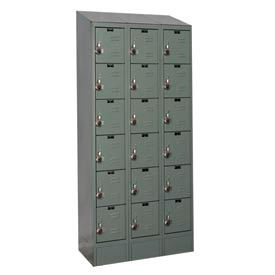 Ready-Built II 6-Tier 18 Door Locker, 36"W x 18"D x 84"H, Dark Gray, Assembled