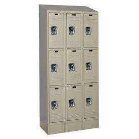 Ready-Built II 3-Tier 9 Door Locker, 36"W x 15"D x 84"H, Tan, Assembled
