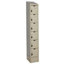 6-Tier 6 Door Locker, 12"W x 12"D x 84"H, Tan, Assembled