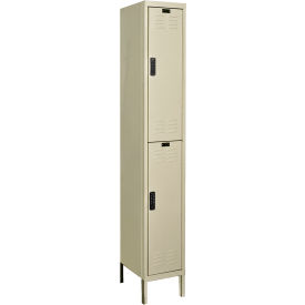 2-Tier 2 Door Electronic Access Locker, 12"W x 12"D x 78"H, Tan, Assembled