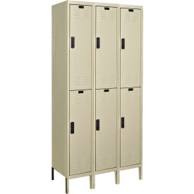 2-Tier 6 Door Electronic Access Locker, 36"W x 15"D x 78"H, Tan, Assembled