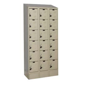 Ready-Built II 6-Tier 18 Door Locker, 36"W x 12"D x 84"H, Tan, Assembled