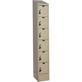 6-Tier 6 Door Locker, 12"W x 15"D x 84"H, Tan, Assembled