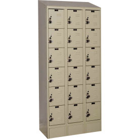 Ready-Built II 6-Tier 18 Door Locker, 36"W x 15"D x 84"H, Tan, Assembled