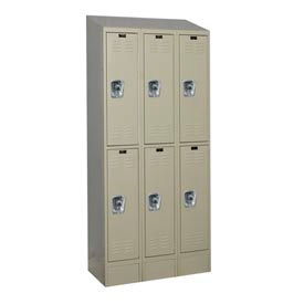 Ready-Built II 2-Tier 6 Door Locker, 36"W x 15"D x 84"H, Tan, Assembled