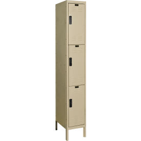 3-Tier 3 Door Electronic Access Locker, 12"W x 18"D x 78"H, Tan, Assembled