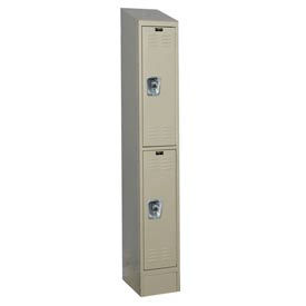 2-Tier 2 Door Locker, 12"W x 18"D x 84"H, Tan, Assembled