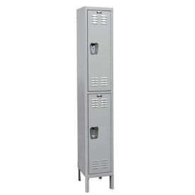 MedSafe 2-Tier 2 Door Antimicrobial Locker, 15"W x 18"D x 78"H, Gray, Unassembled