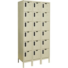 6-Tier 18 Door Electronic Access Locker, 36"W x 15"D x 78"H, Tan, Assembled