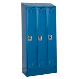 Ready-Built II 1-Tier 3 Door Locker, 36"W x 18"D x 84"H, Blue, Assembled