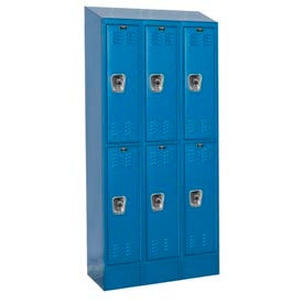 Ready-Built II 2-Tier 6 Door Locker, 36"W x 15"D x 84"H, Blue, Assembled