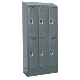 Ready-Built II 2-Tier 6 Door Locker, 36"W x 15"D x 84"H, Dark Gray, Assembled