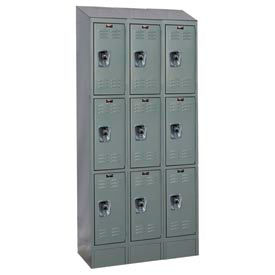 Ready-Built II 3-Tier 9 Door Locker, 36"W x 15"D x 84"H, Dark Gray, Assembled
