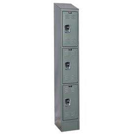 3-Tier 3 Door Locker, 12"W x 18"D x 84"H, Dark Gray, Assembled