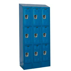 3-Tier 9 Door Locker, 36"W x 18"D x 84"H, Blue, Assembled