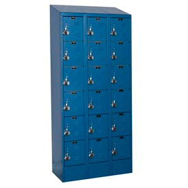 Ready-Built II 6-Tier 18 Door Locker, 36"W x 12"D x 84"H, Blue, Assembled