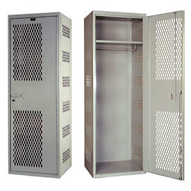 SecurityMax Welded Vented Locker, 24"W x 22"D x 72"H, Light Gray, Assembled