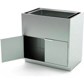 Stainless Steel Base Cabinet with 2 Hinged Doors, 1 Shelf, 1 Sink Bowl, 30"W x 21"D x 36"H