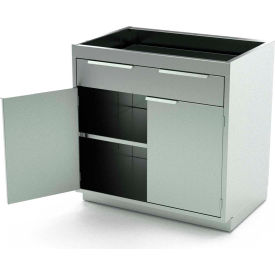 Stainless Steel Base Cabinet with 2 Hinged Doors, 1 Shelf, 1 Drawer, 30"W x 21"D x 36"H