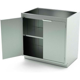 Stainless Steel Base Cabinet with 2 Hinged Doors, 1 Shelf, 30"W x 21"D x 36"H