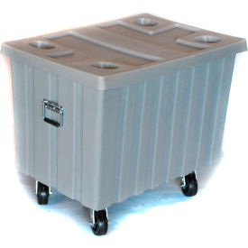 Bulk Shipping Container with Lid & Casters, 41"L x 28-1/4"W x 32-1/2"H, 650 lb. Cap, Red, Poly