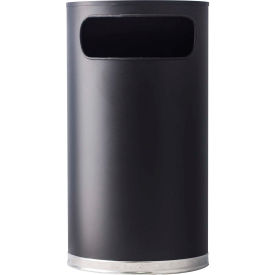 Steel Half Round Trash Can with Side Opening, 9 Gallon, Black