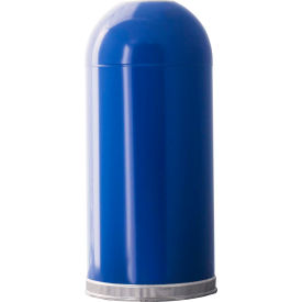 Steel Round Dome Top Trash Can, 15 Gallon, Blue