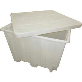 Plastic Gaylord Pallet Container w/ Lid, 50"L x 50"W x 36-1/2"H, 1200 lb. Capacity, Natural