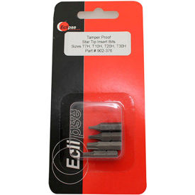4 Pc Tamper Proof, Star Tip 1" Insert Bit Set-Sizes T7H,T10H,T20H,T30H