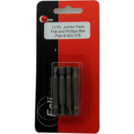 12 Pc Jumbo Pack Assorted Flat and Phillips 1-15/16" Power Bit Set