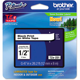 Tze Labeling Tape, 1/2"W, Black on White