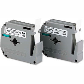 P-Touch M Series Tape Cartridges, 1/2"W, Black on White, 2/Pack