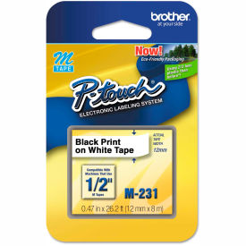 P-Touch M Series Tape Cartridge, 1/2"W, Black on White