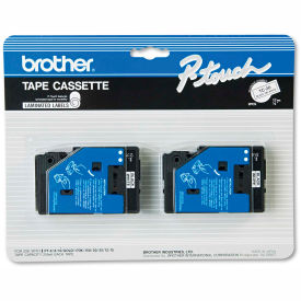 P-Touch TC Tape Cartridges, 1/2"W, Black on White, 2/Pack