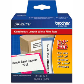 Continuous Film Label Tape, 2.4" x 50ft Roll, White
