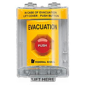 Push Station With Sounder And Cover, Evacuation Yellow