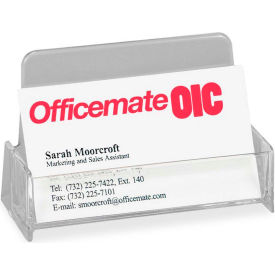 Broad Base Business Card Holder, Plastic, Clear
