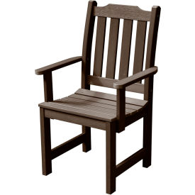 Synthetic Wood Dining Chair With Arms, Weathered Acorn
