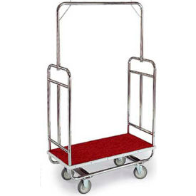 Forbes Standard Bellman Cart H1210-5C-RD-GY Chrome, Red Carpet, Gray Bumper, 8" Rubber