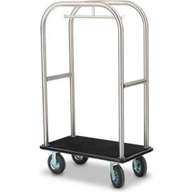 Forbes Bellman Cart Stainless, Black Carpet, Black Bumper, 8" Pneumatic