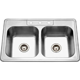 Drop In Stainless Steel 3-Holes 50/50 Double Bowl Sink