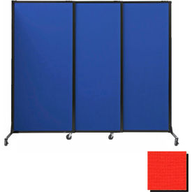 Portable Acoustical Partition Panels, Sliding Panels, 70"x7' Fabric, With Casters, Red
