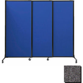 Portable Acoustical Partition Panels, Sliding Panels, 70"x7' Fabric, With Casters, Charcoal Gray