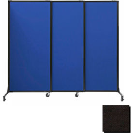Portable Acoustical Partition Panels, Sliding Panels, 80"x7' Fabric, With Casters, Black