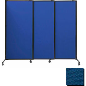 Portable Acoustical Partition Panels, Sliding Panels, 88"x7' Fabric, With Casters, Navy Blue