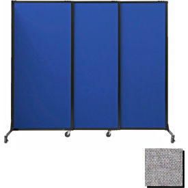Portable Acoustical Partition Panels, Sliding Panels, 88"x7' Fabric, With Casters, Cloud Gray