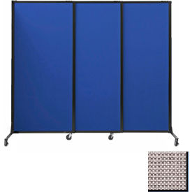 Portable Acoustical Partition Panels, Sliding Panels, 88"x7' Fabric, With Casters, Slate