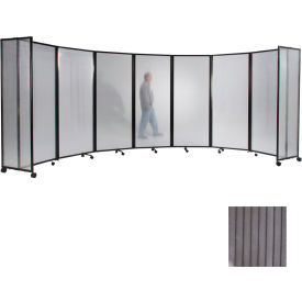 Portable Mobile Room Divider, 7'6"x25' Polycarbonate, Gray