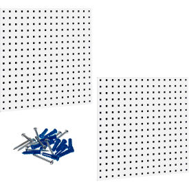 24"W x 24"H White Epoxy, 18 Gauge Steel Square Hole Pegboards w/ Mounting Hardware