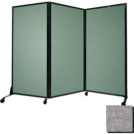 Portable Acoustical Partition Panel, 80"x8'4" Fabric, With Casters, Cloud Gray